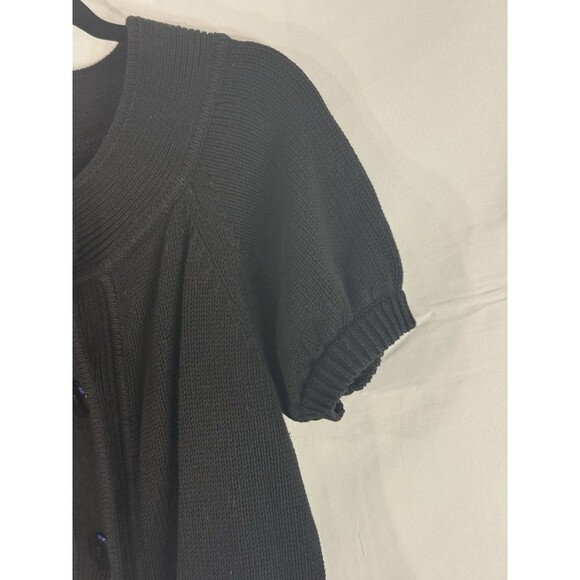 Ann Taylor Loft Blk Lrg Butt-up 100% Cotton Cap Sleeve Sweater Sz L - Picture 4 of 11